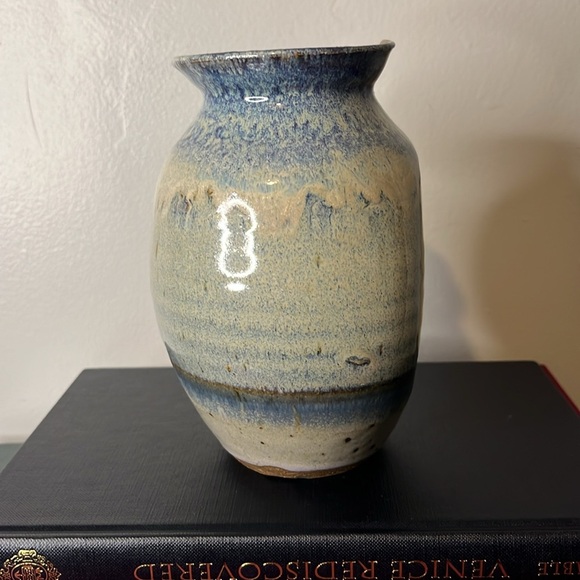 Handmade Studio Art Pottery Hanging Planter Wall Pocket Stoneware Vase Stamped - Picture 4 of 8